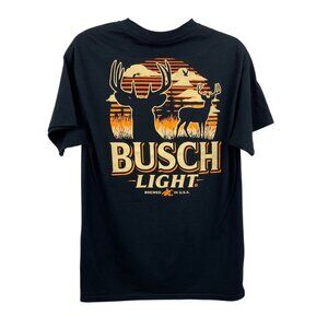 Busch Light Beer Black Short Sleeve T-shirt Mens Size Medium Deer Hunting